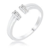 Thumbnail for Rhodium Petite CZ Clear Open Cuff Ring