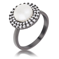 Thumbnail for Hematite Double Halo Ethereal Pearl Cocktail Ring
