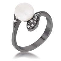 Thumbnail for Hematite Pearl Interlocked Double Teardrop Ring