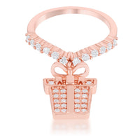 Thumbnail for Bow Gift Box 0.3ct CZ Rosegold Holiday Charm Ring