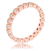 Thumbnail for Rose Gold Plated Dotted Clear CZ Round Bezel Eternity Ring