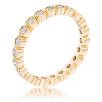 Thumbnail for Gold Plated Dotted Clear CZ Round Bezel Eternity Ring