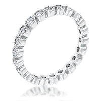 Thumbnail for Rhodium Plated Dotted Clear CZ Round Bezel Eternity Ring