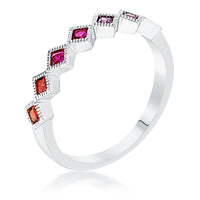 Thumbnail for Rhodium Plated Multi-Color Septem Princess Cut Half Eternity Band
