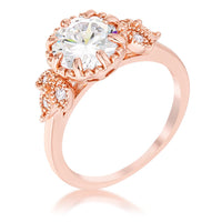 Thumbnail for 2Ct Rose Gold Plated Round Cut CZ Trio Laurel Leaf Engagement Ring
