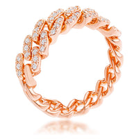Thumbnail for Rose Gold Plated Clear CZ Round Cut Flexible Chain Ring