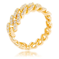Thumbnail for Gold Plated Clear CZ Round Cut Flexible Chain Ring