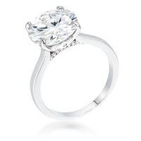 Thumbnail for 5Ct Rhodium Britney Round Solitaire Engagement Ring