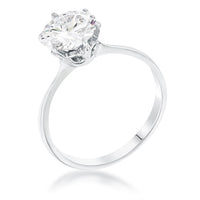 Thumbnail for 2 Carat Single Stone CZ Rhodium Classic Solitaire Ring