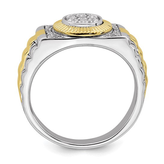 10-karat Two-tone Lab Grown Diamond SI1/SI2, G H I, Men's Ring