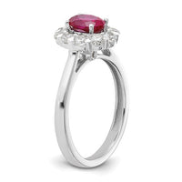 Thumbnail for 14k WG Cr. Oval Ruby & Lab Grown Dias Fashion Ring
