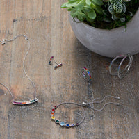 Thumbnail for Rhodium Plated Multi Color CZ 40mm Click Hoop Earrings