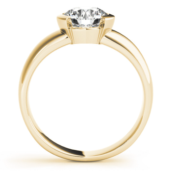 14 Karat Yellow gold Half-Bezel Engagement Ring Mounting