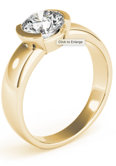 14 Karat Yellow gold Half-Bezel Engagement Ring Mounting