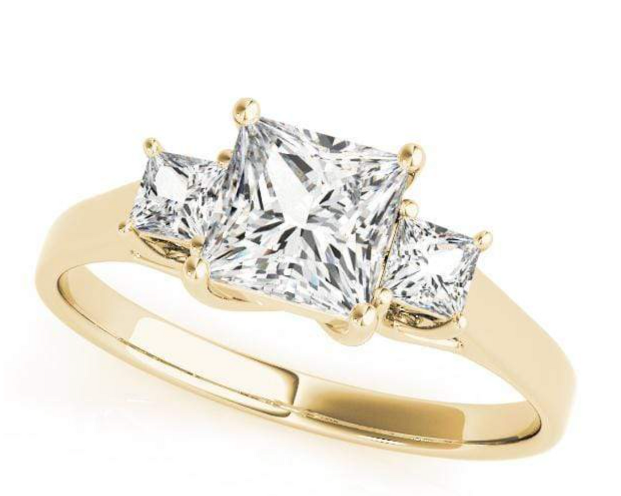Custom 3 Stone Princess shape Diamond Engagement ring 2.20 carats total