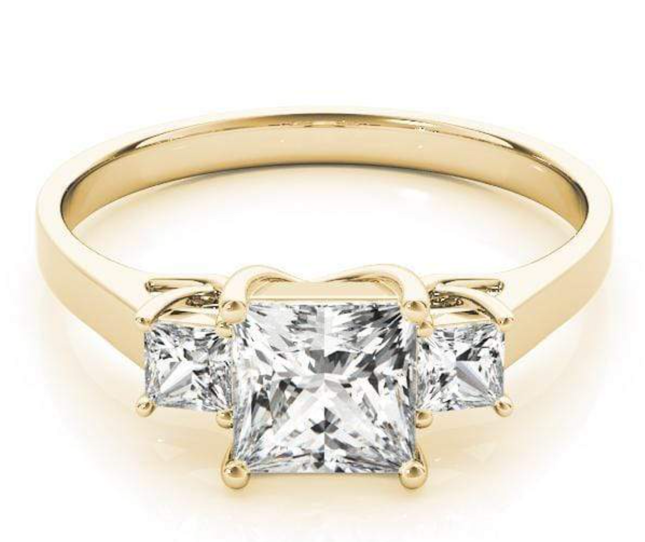 Custom 3 Stone Princess shape Diamond Engagement ring 2.20 carats total