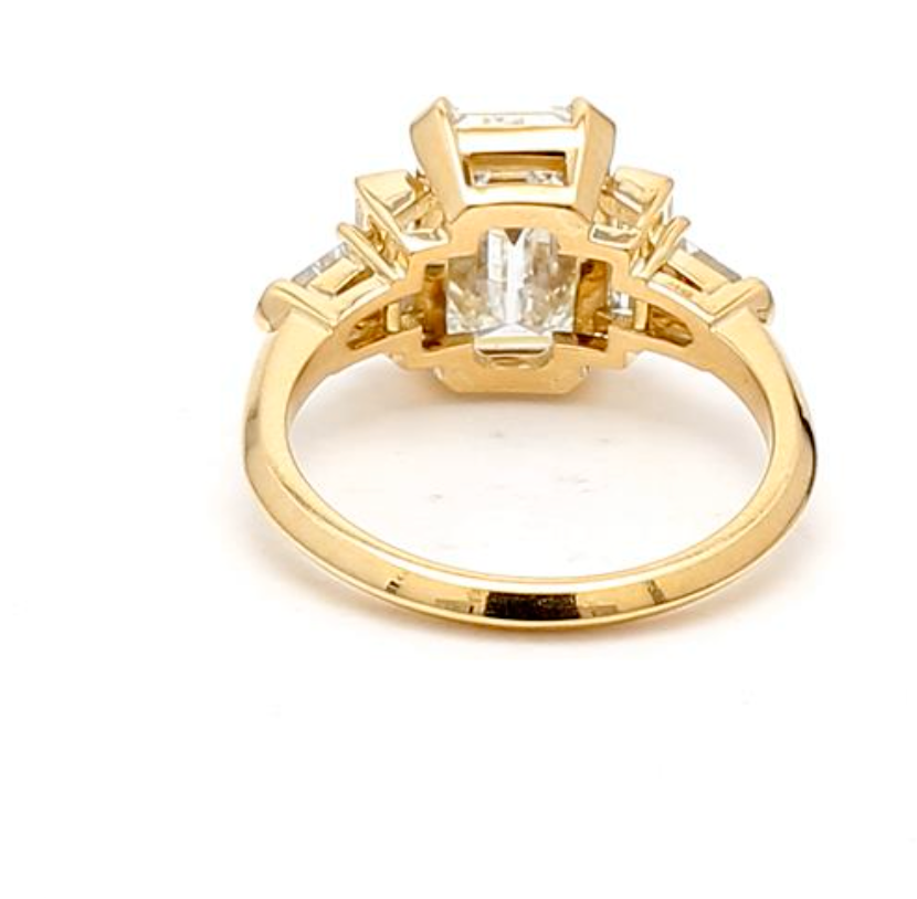 La Dolce Vita: Custom Emerald Shape 14 Karat Yellow Gold Engagement Ring