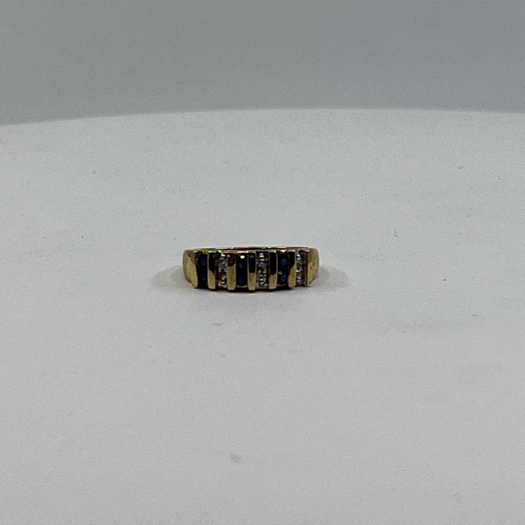 SAPPHIRE AND DIAMOND YELLOW GOLD CHANNEL SET