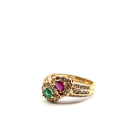 Thumbnail for RUBY, EMERALD, & DIAMOND YELLOW GOLD LADIES RING