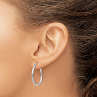 Thumbnail for 14Karat White Gold Polished 2mm Lightweight Hoop Earrings