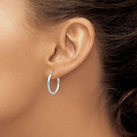 Thumbnail for 14Karat White Gold Polished 2mm Lightweight Tube Hoop Earrings