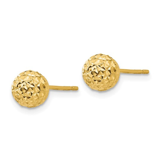 14-Karat Diamond Cut Ball Post Earrings