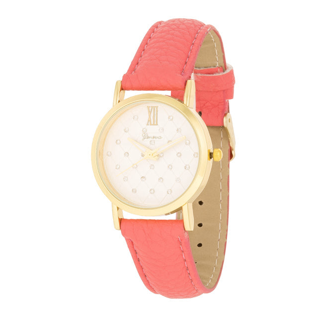 Gold Coral Leather Watch