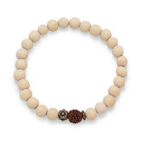 Thumbnail for White Wood Bead Stretch Fashion Bracelet