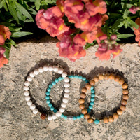 Thumbnail for White Wood Bead Stretch Fashion Bracelet