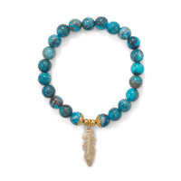 Thumbnail for Dyed Agate Stretch Bracelet with Feather Charm