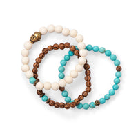 Thumbnail for Wood and Magnesite Buddha Stretch Bracelet Set