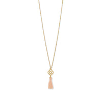 Thumbnail for Gold Tone Celtic Charm and Peach Tassel Necklace