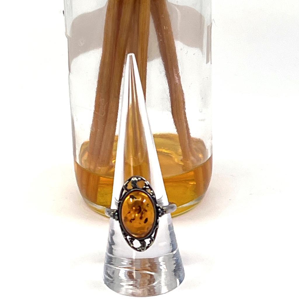 AMBER RING SET IN STERLING SILVER