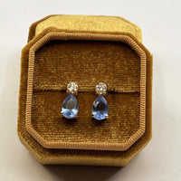 Thumbnail for BLUE TOPAZ DROP SHAPED EAARINGS