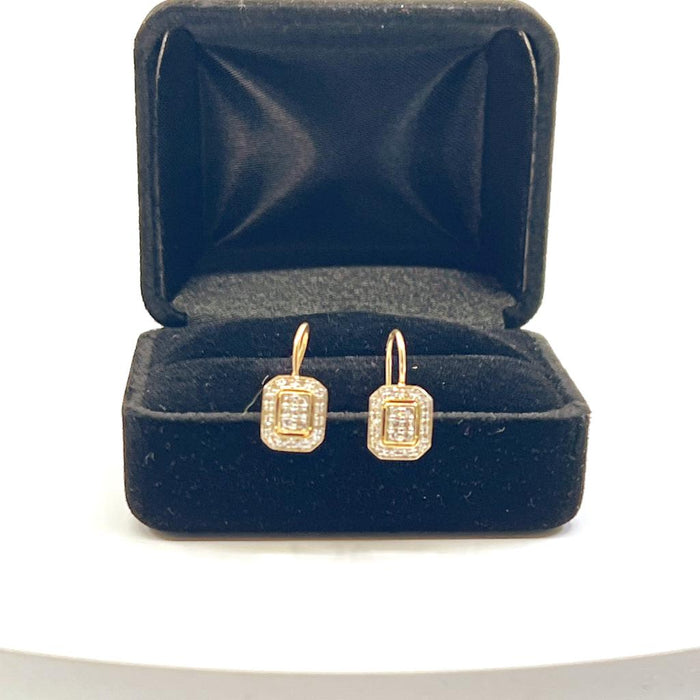 CUBIC ZIRCONIA HOOP YELLOW GOLD VERMEIL EARRINGS