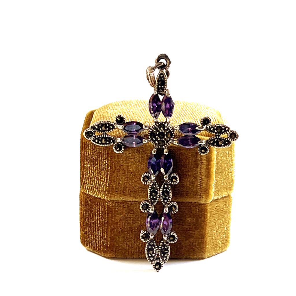 AMETHYST/MARCASITE CROSS