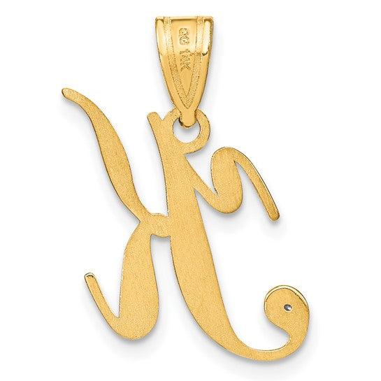 14-karat Diamond Script Letter K Initial Pendant