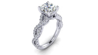 Thumbnail for The Sienna infinity engagement ring, side view showing twisted diamond band