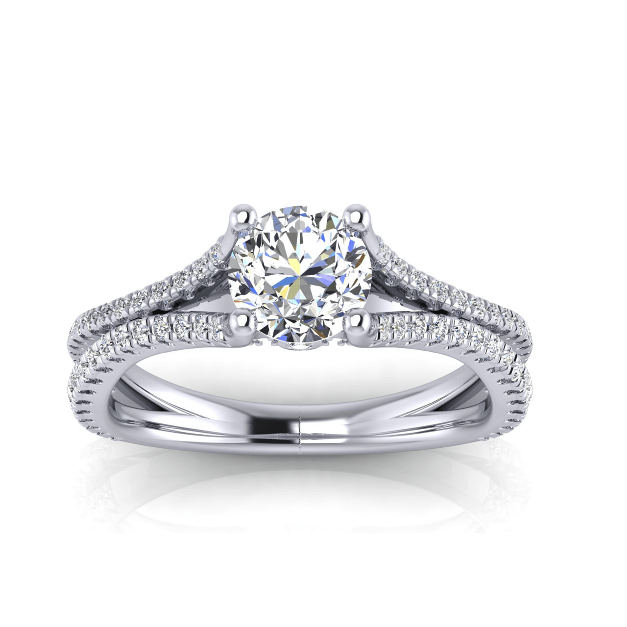 The Parma double shank round brilliant diamond engagement ring in 14K gold – Angelucci Jewelry