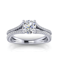 Thumbnail for The Parma double shank round brilliant diamond engagement ring in 14K gold – Angelucci Jewelry