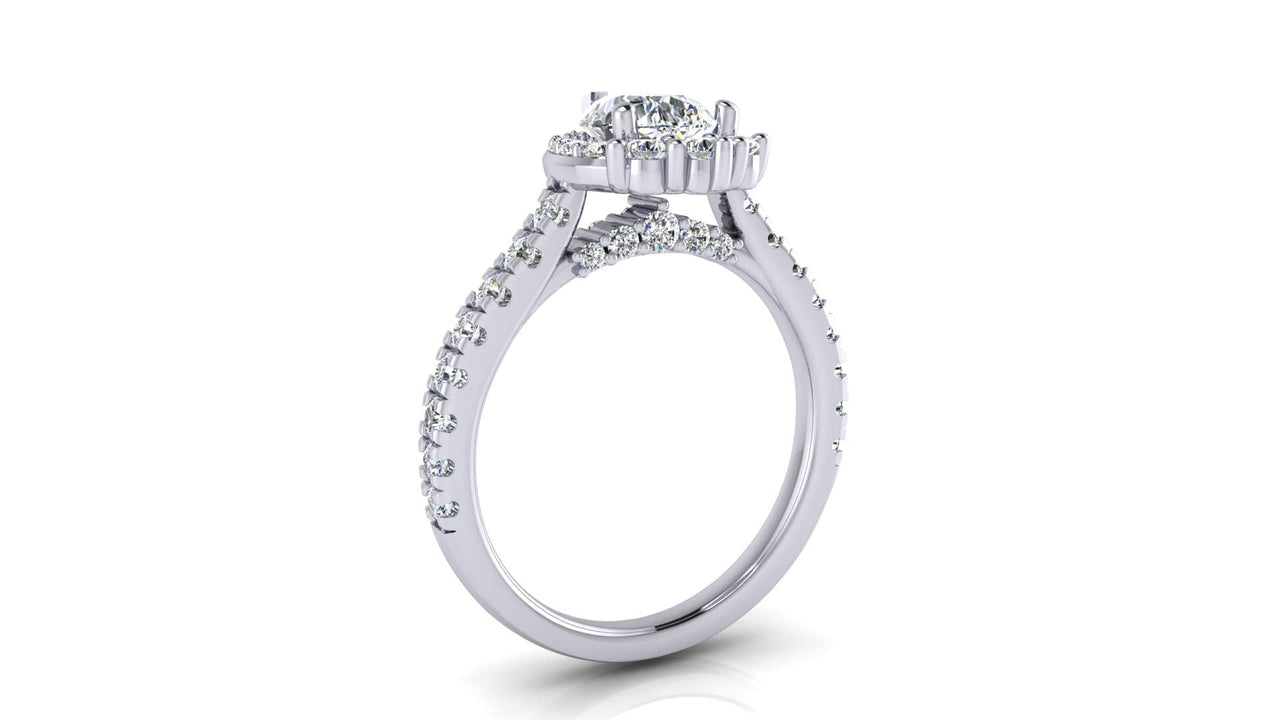 The Padua pear halo lab-grown diamond engagement ring by Angelucci Jewelry, alternate angle