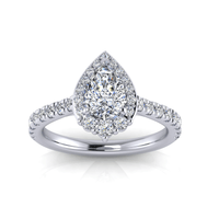 Thumbnail for The Padua 1 carat pear halo engagement ring with 45 side diamonds in 14K white gold – Angelucci Jewelry
