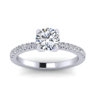 Thumbnail for The Reggio Calabria 1 carat round brilliant engagement ring with side diamonds in 14K gold – Angelucci Jewelry