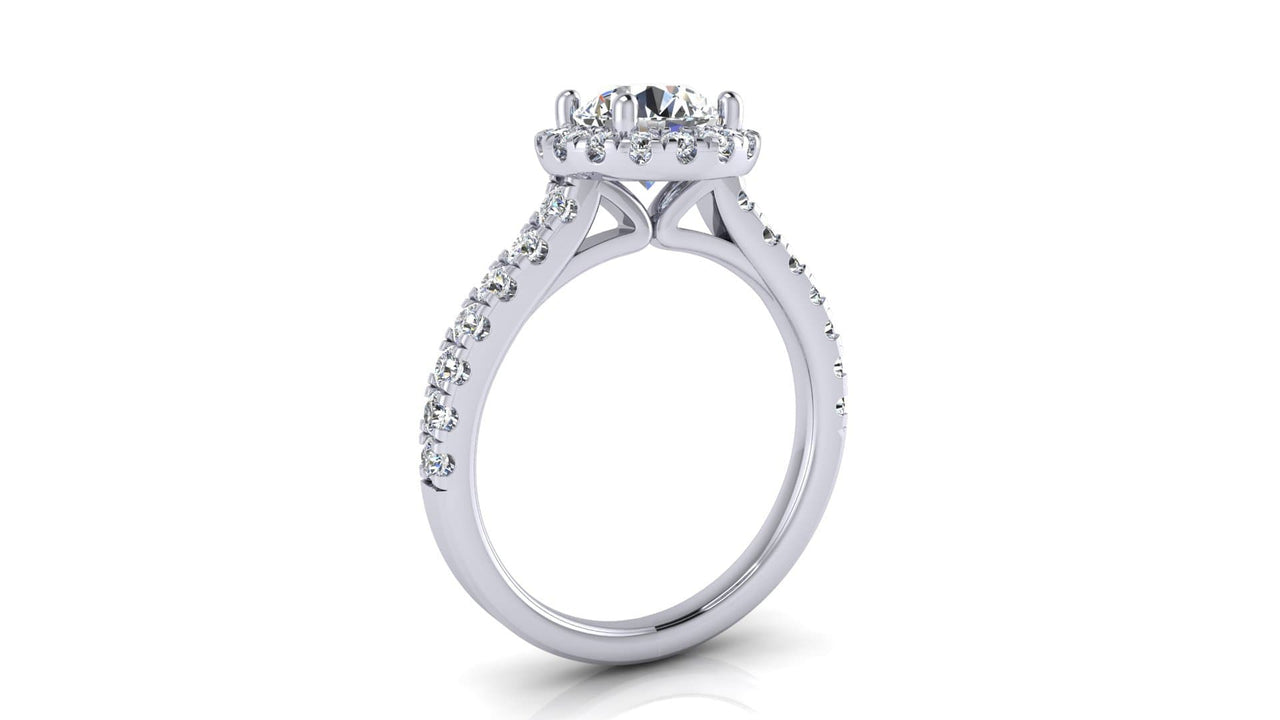 The Venezia round brilliant halo engagement ring by Angelucci Jewelry, alternate angle