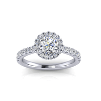 Thumbnail for The Venezia round halo engagement ring with 1 carat lab-grown diamond center in 14K white gold – Angelucci Jewelry