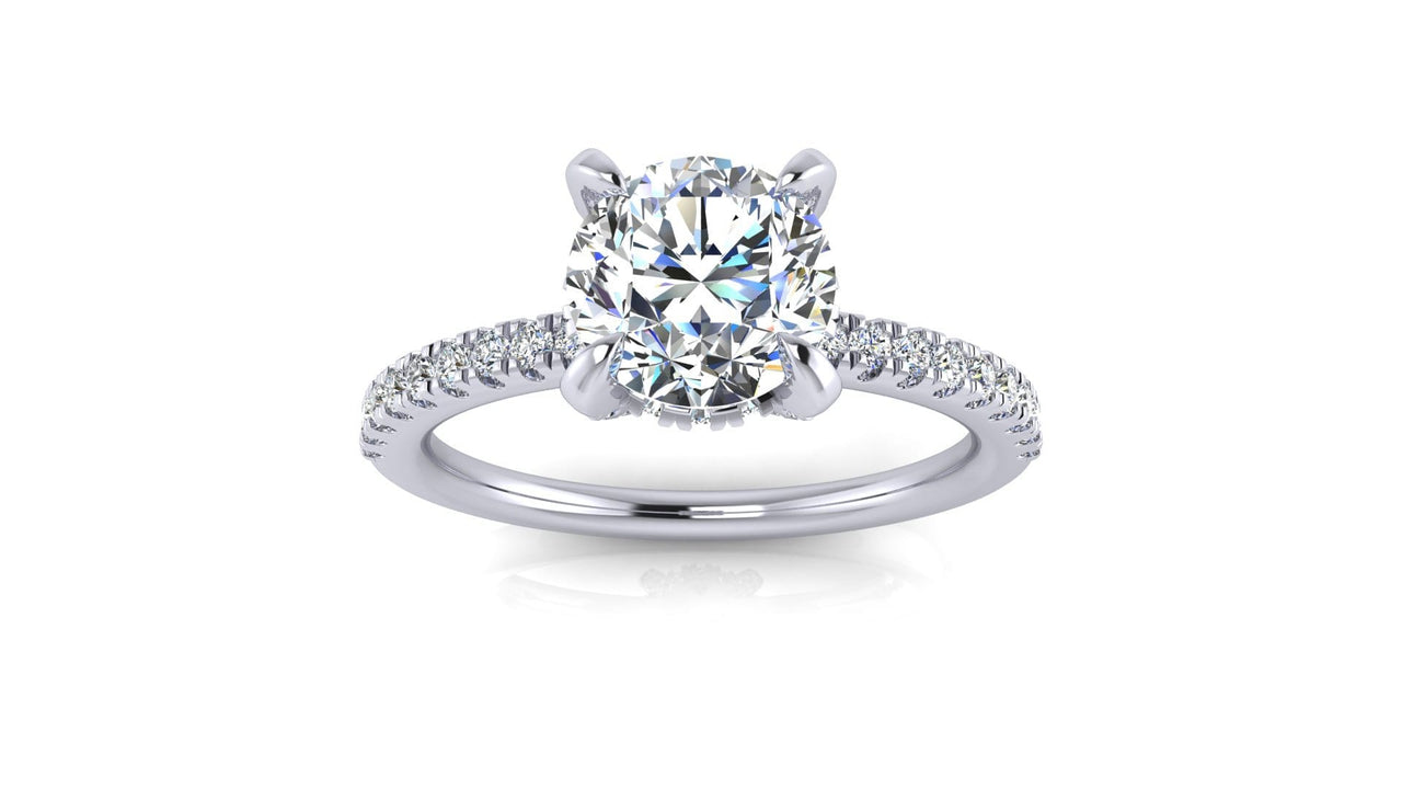 The Taranto 1 carat round hidden halo diamond engagement ring with side diamonds in 14K gold – Angelucci Jewelry