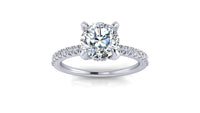 Thumbnail for The Taranto 1 carat round hidden halo diamond engagement ring with side diamonds in 14K gold – Angelucci Jewelry