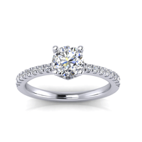 Thumbnail for The Prato 1 carat round hidden halo engagement ring with side diamonds in 14K gold – Angelucci Jewelry