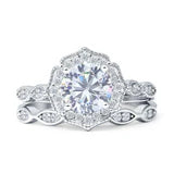 Thumbnail for Cortona Soul Floral Halo  CZ Wedding Set