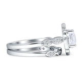 Thumbnail for Cortona Soul Floral Halo  CZ Wedding Set